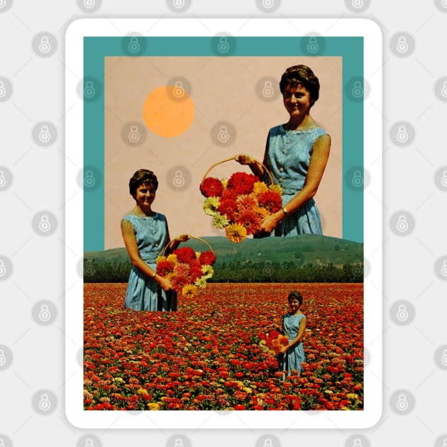 Flower Picker - Surreal/Collage Art Magnet by DIGOUTTHESKY